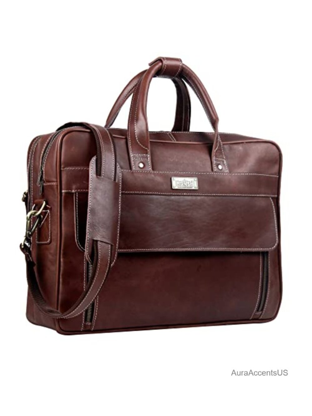 Handmade Vintage Genuine Leather Briefcase 17 Inch Laptop Messenger Bag
